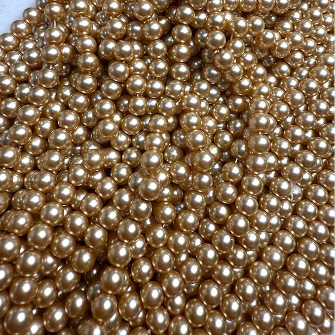 Laopottbeads 900 Pcs Light Brown 6MM Pearl Beads for Jewelry Making Round Pearl DIY Kit for Bracelets, Earrings, Necklaces & Anklets