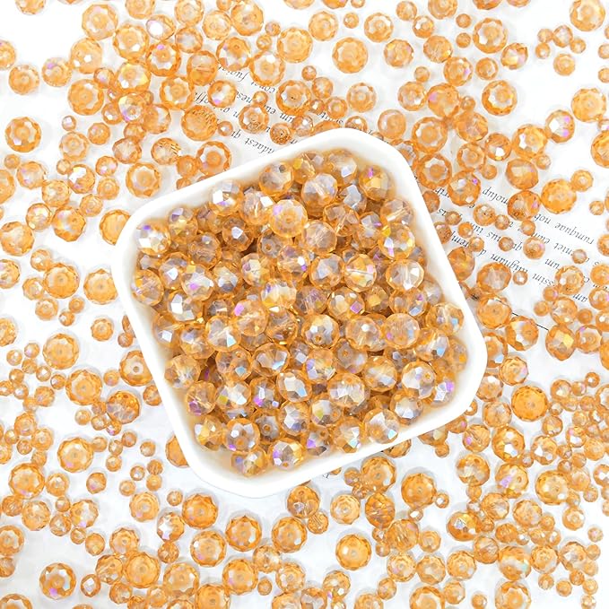 laopottbeads 800pcs 4/6/8/10mm crystal glass beads for jewelry making beads for bracelets necklace pendants making supplies(gold champagne)