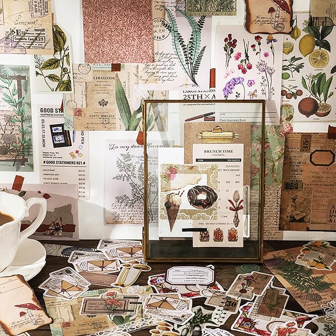 260 PCS Vintage Scrapbooking Supplies Aesthetic Journaling Kit,Large Collection for Bullet Junk Journals,Arts Craft Collage,Ephemera Adults,Beginners,Girls Teenage School Style(Academy)
