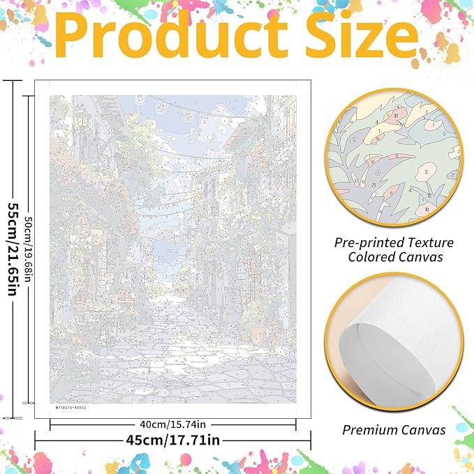 Landscape Paint by Numbers for Adult, Scenery Paint by Numbers Kit for Adults Beginners, DIY Acrylic Paint by Number on Canvas for Home Wall Art Decor 16x20 Inch