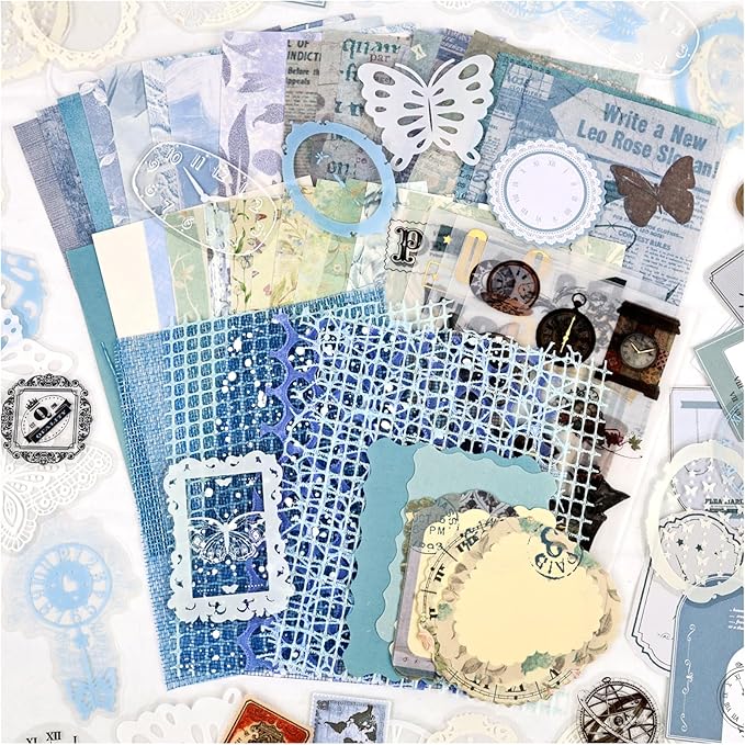 Diuhofart Scrapbook Kits for Adults, Vintage Aesthetic Stickers Paper Frame Scrapbooking Supplies Set Collage Materials for Junk Journaling, Scrap Booking, Card Making, Crafts Arts