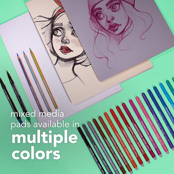 Canson Graduate Natural Mixed Media Pad, Foldover, 5.5x8.5 inch, 20 Sheets | Artist Paper for Adults and Students - Watercolors, Mixed Media, Markers and Art Journaling