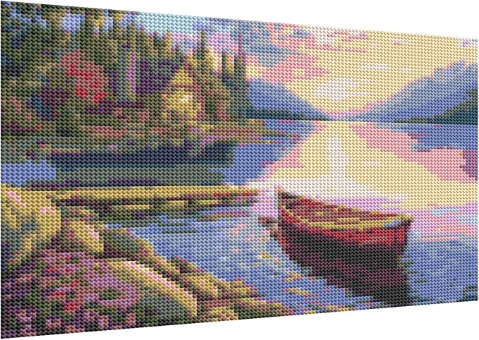 DOTZSO Landscape Diamond Painting Kits for Adults, Easy DIY 5D Round Full Drill Diamond Art kit Diamond Dot Crystal Gem Art and Craft for Beginners Home Wall Decor 12x16 Inches