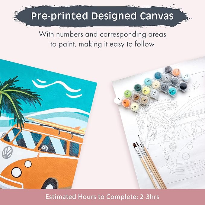 Pink Picasso Kits Colorful Destinations Paint by Number for Adults and Teens | DIY Unique Canvas Painting Kits Color by Numbers Arts & Crafts Kit | West Coast Best Coast 8x10 - Paint Kit Set