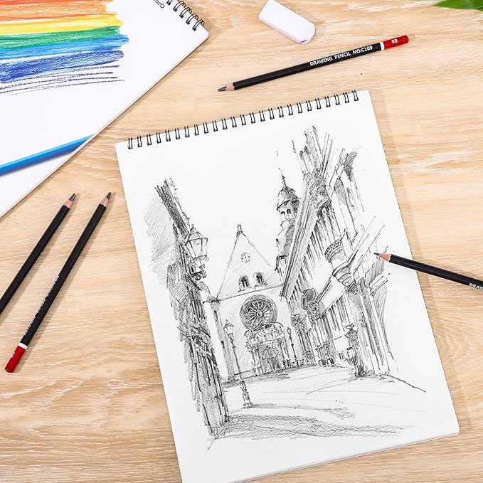 4 Pack Sketch Book, 9 x 12 Inch Sketchbook, 68lb/100gsm Spiral Bound Sketch Pad, Acid Free Art Supplies Drawing Painting Sketching Paper for Kids, Adults, Beginners, Artists (30 Sheets Each)