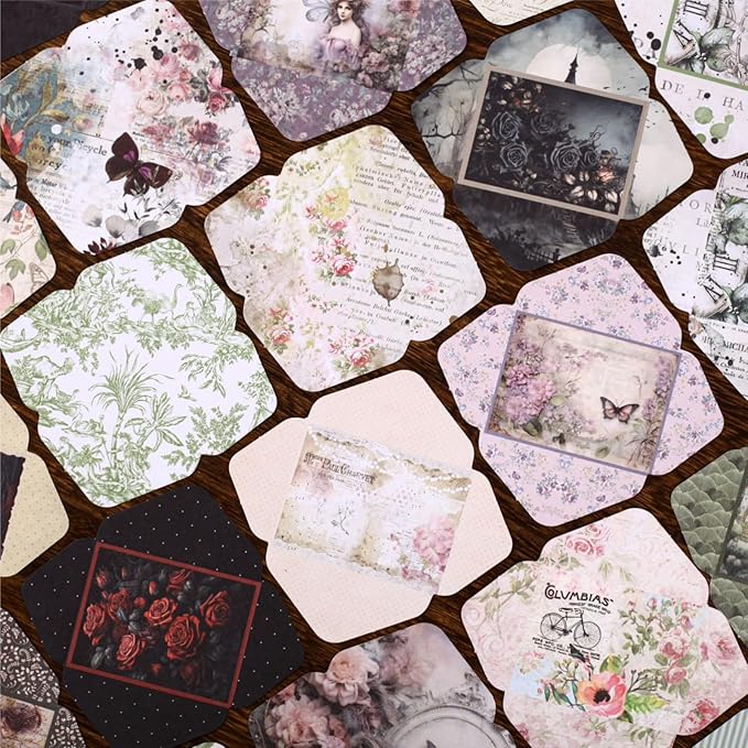 120 PCS Vintage 3D Mini Mechanism Envelope Stickers, Aesthetic Decorative 3D Foldable Envelope Background Scrapbook Stickers for DIY Diary Junk Journal Handbook Journaling Scrapbooking Supplies Kit