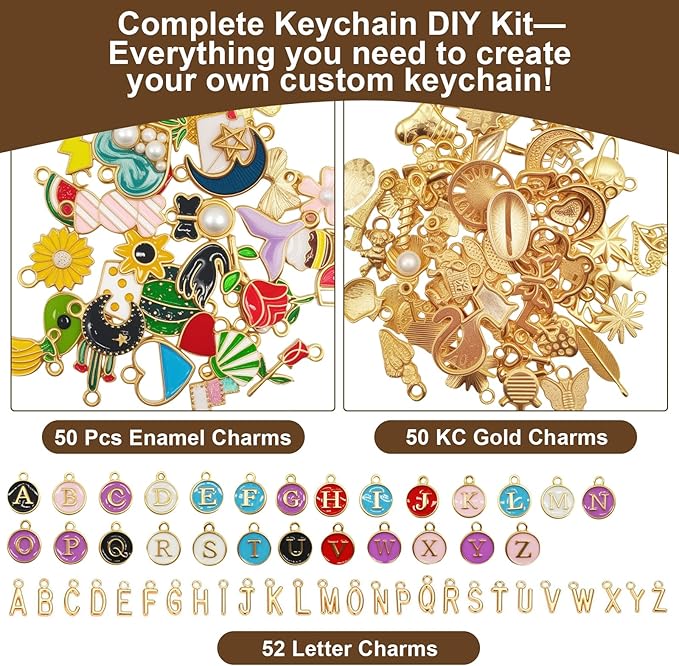Aucscott 404Pcs Lipgloss Lip Gloss Charms Keychain Making Kit, DIY Craft Supplies - Clip Hooks, Jump Rings, Lobster Clasps, Letter Charms & Tools for Custom Keychains Earrings Bags