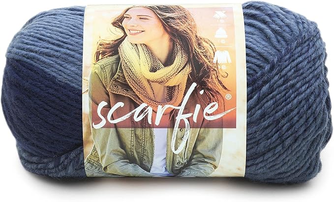 Lion Brand Yarn Scarfie Bulky Yarn, Denim/Navy, 1 Pack