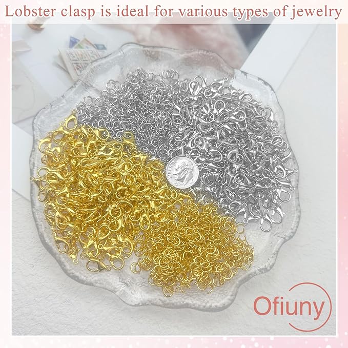 700Pcs Lobster Claw Clasps and Open Jump Rings Set, 12MM Necklace Clasp and Closures for DIY Jewelry Making Supplies