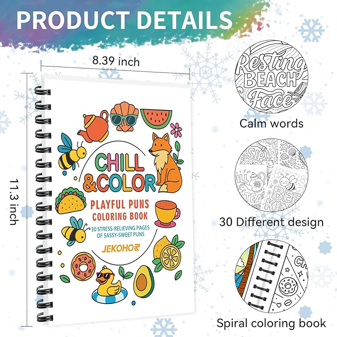 Adult Coloring Book,Coloring Books for Adults Relaxation with 36 Markers,Funny Chill-Sweet Puns Includes 30 Pattern,Anxiety Relief-The Perfect Mindfulness Stress-Relieving Gifts for Women