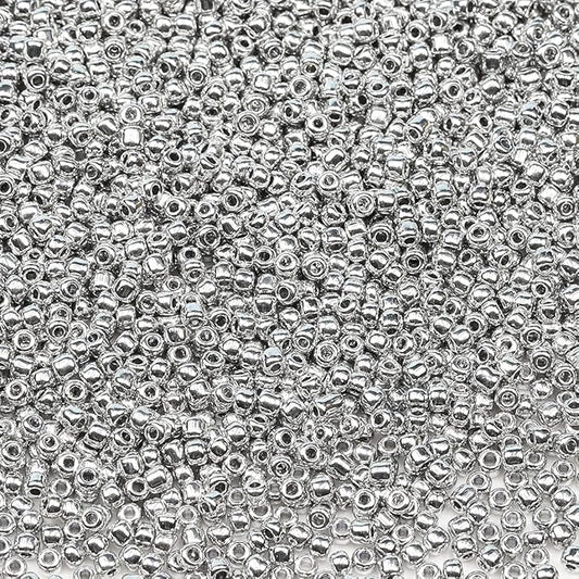Bala&Fillic Opaque Silver Color 3mm Seed Beads About 3600pcs/100Grams in Bag, 8/0 Glass Craft Beads for Making Bracelet and Necklace (Silver)