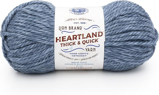 Lion Brand Yarn, Bulky Heathered Heartland Thick & Quick Yarn for Knitting and Crochet, Belle Isle, 1 Pack