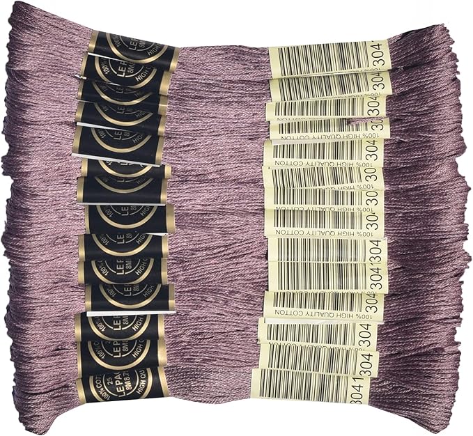 14-Pack Embroidery Floss, Six Strands Floss100% Long Staple Cotton Embroidery Thread, 8.7-Yard，Color Number：3041,Medium Antique Violet
