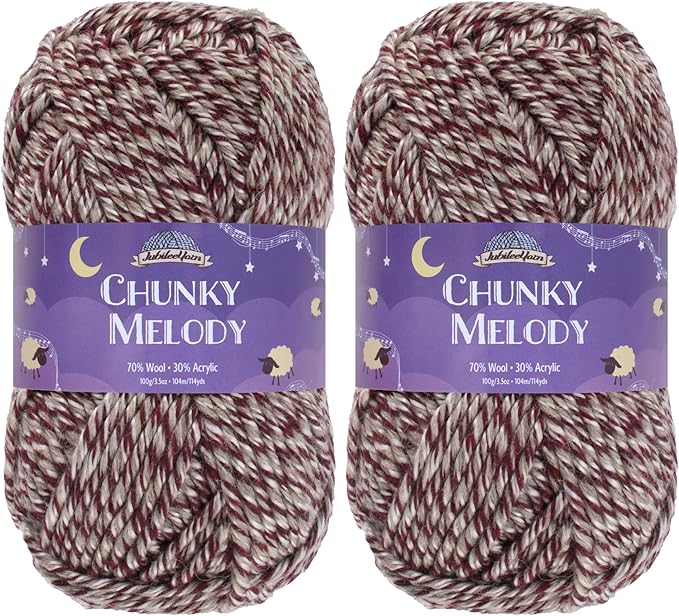 JubileeYarn Chunky Melody Yarn - 100g/Skein Bulky Wool Blend - Purple Haze - 2 Skeins