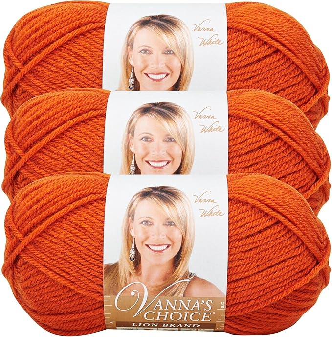 Lion Brand Yarn, Vanna's Choice Worsted Weight Yarn for Knitting, Crochet and Crafts, Terracotta, 3 Pack, Soft Acrylic Fiber for Scarves, Hats and Blankets
