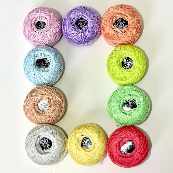 Crochet Thread 10 Balls Cardinal Size 8 for Crochet Hardanger Cross Stitch Needlepoint Hand Embroidery (Warm Color Series)