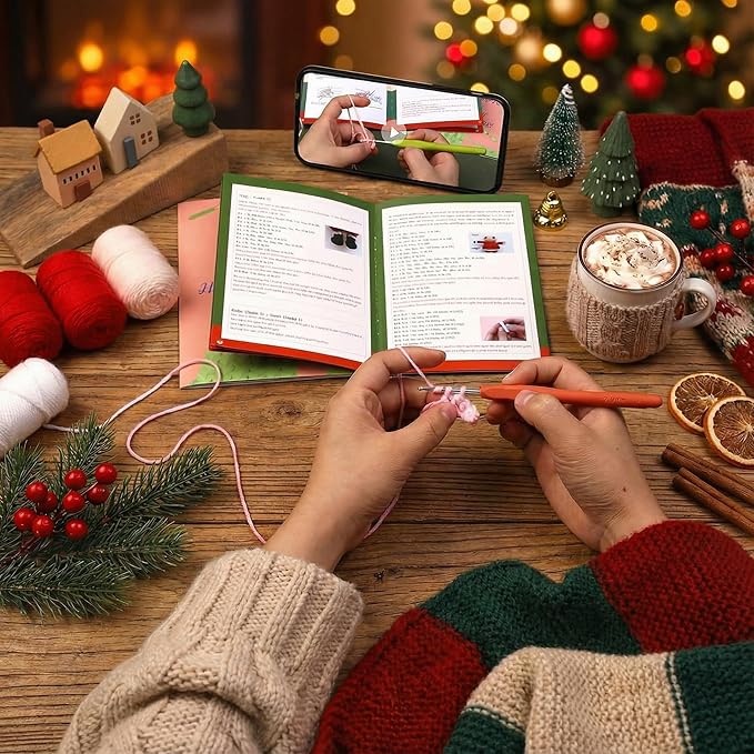 Kovarela Beginners Crochet Kit with Simple Crochet Yarn - with Step-by-Step Video Tutorials (Santa Claus)