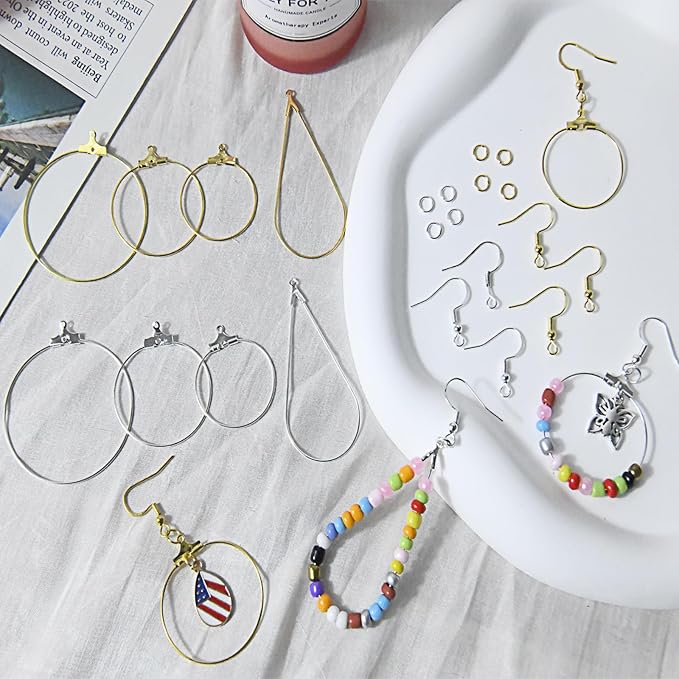 XKCWXY 483Pcs Earring Making Kit with Beading Hoop Earring Finding Component Accessories,Earring Hooks,Jump Rings,Earring Backs for Jewelry Making DIY Craft