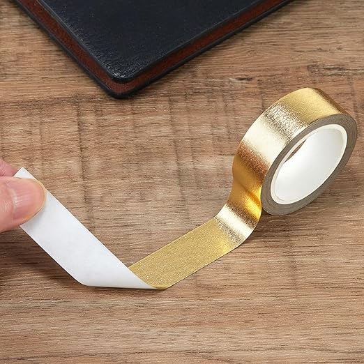Gold Foil Washi Tape - 2 Rolls Low Tack Self Adhesive Decorative Metallic Foil Masking Tape for Crafting,Scrapbooking and Wall Decor Decorative 0.59in x66FT