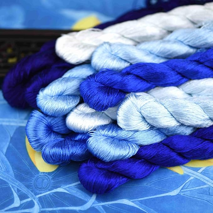 Natural 100% Silk Thread, Handmade Embroidery Thread Silk Floss 14 Colors 110m Each (70)