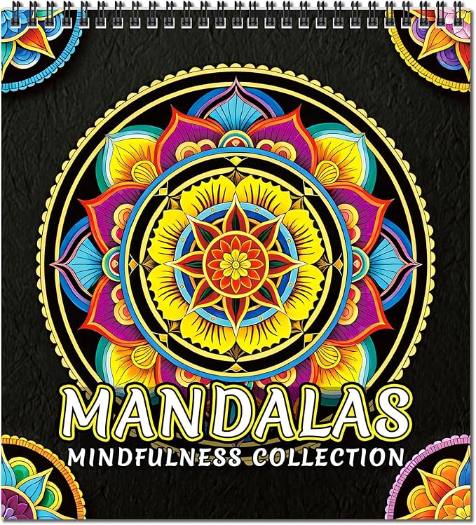 FUN LAVIE Adult Coloring Book - Mandala Coloring Books for Adults Relaxation and Teens Stress Relief, Large Print Spiral Bound Coloring Book for Women,Mandalas Style Mindfulness Stress-Free Patterns