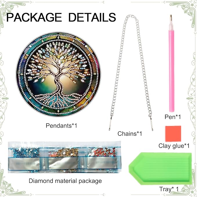 AiYuanzsh Tree Diamond Painting Hanging Kit, DIY 5D Acrylic Pendant Ornament, Special Shaped Crystal Diamond Art Hanging Kits for Wall, Door, or Garden, Adult Craft Gift