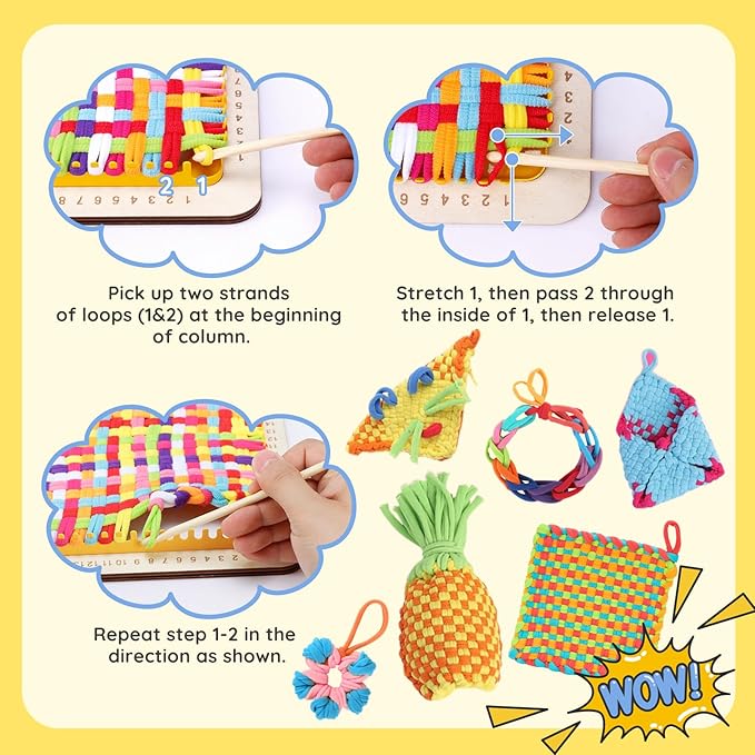 810PCS Weaving Loom Loops, 9-Color Rainbow Weaving Refill Loops for 7" Potholder Loom, Weaving Loop DIY Crafts Projects for Kids Adults