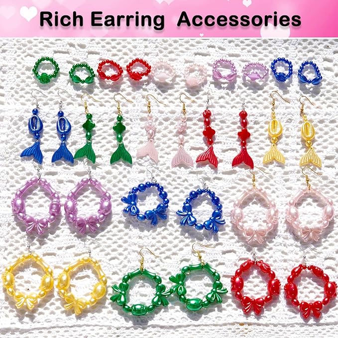 1170 Pcs ABS Imitation Pearl Beads for Jewelry Making, Assorted Heart Star Bowknot Circle Flower Aesthetic Cute Bead for Bracelet Necklaces Earrings Key Chains DIY Phone Charm Crafts (Pink)
