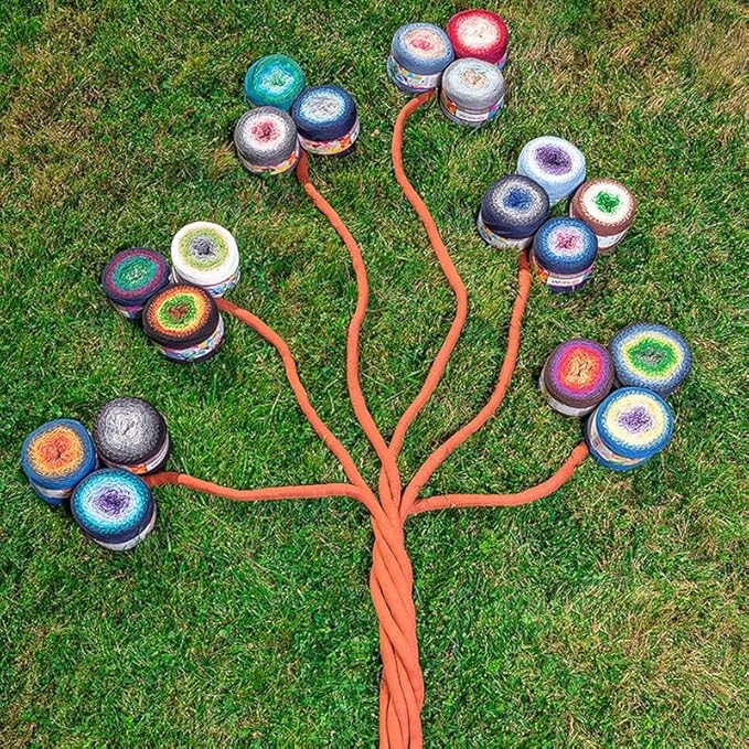Floria Blumera Yarn 55% Cotton 45% Acrylic 1093.6 Yards Multicolor Gradient Yarn Cake for Knitting Crochet Spring Summer Ombre Rainbow Cotton Yarn for Flowers S.Fine 1 Sport-99282
