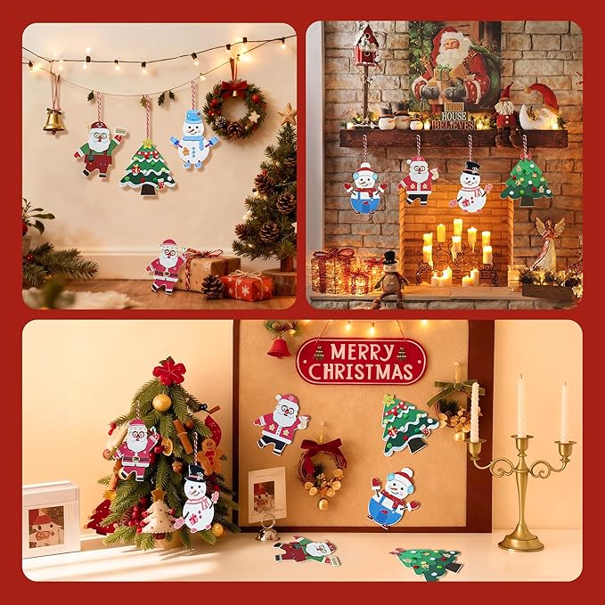 28°C 27 Sets Christmas Crafts Winter Arts and Crafts DIY Christmas Trees Snowmen Santa Claus Christmas Foam Stickers Tree Ornaments for Home Classroom Activities Party Favors Supplies