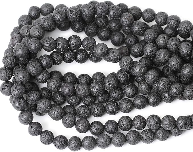 cheavian 10mm 35pcs black lava volcanic stone gemstone round loose beads for jewelry making 1 strand 15"