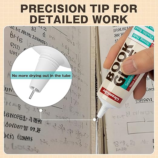 Book Glue, Dries Clear & Flexible Book Binding Glue Adhesive, Used for Bookbinding and Book Repair, Book Nook, Framing, Collages, Paper Art and Crafts - 60ml