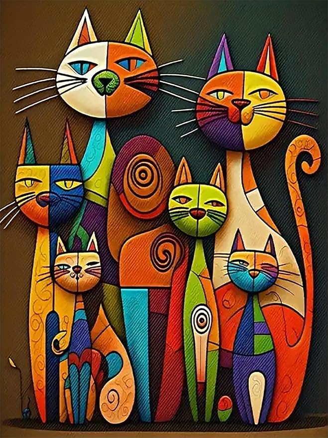 mrpwnle Cat Diamond Painting Kits for Adults Beginners, DIY Cute Cat Diamond Art Kits for Adults 5D Full Drill Diamond Art Dots Gem Paintings Kit for Festival Home Wall Decor 12x16inch