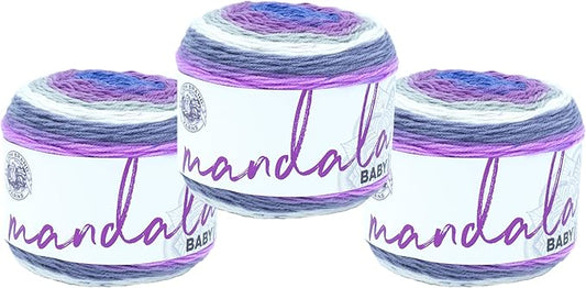 (3 Pack) Lion Brand Yarn Mandala Baby Yarn, Magic Moon
