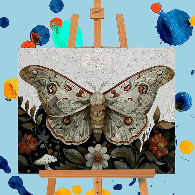 Offito Paint by Numbers Kit for Adults - Butterfly Acrylic Adult Paint by Number Kits on Canvas for Beginner, Butterfly DIY Oil Painting by Numbers for Adults Kit, Perfect for Home Decor Gift 16"x20"