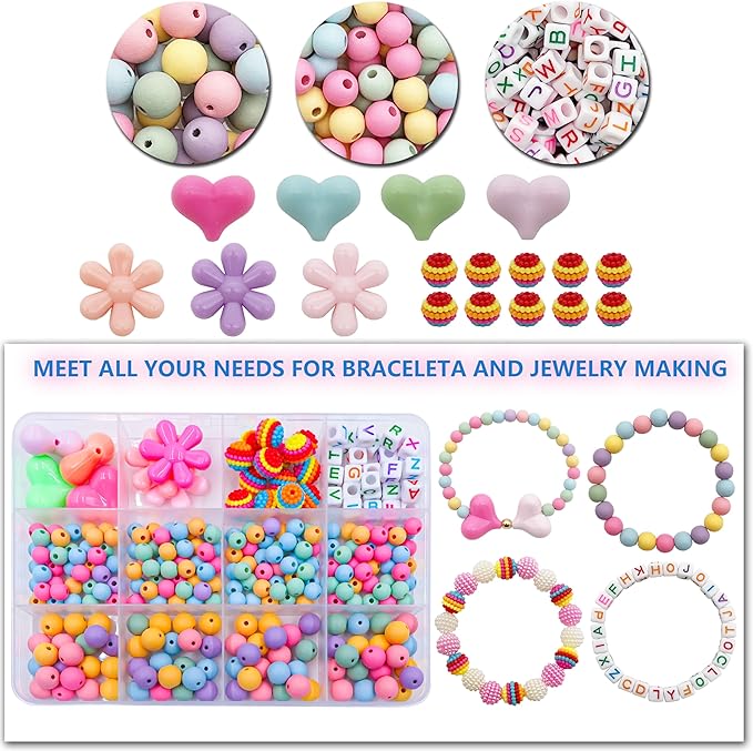 jinnbey ocean style pearl bead jewelry making kit, acrylic letters loose beads for necklace bracelet making, with shell starfish pendant cute beads, gifts for kid adults handicraft enthusiasts