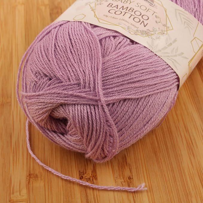 JubileeYarn Baby Soft Bamboo Cotton Yarn - 50g/Skein - Lilacs - 4 Skeins