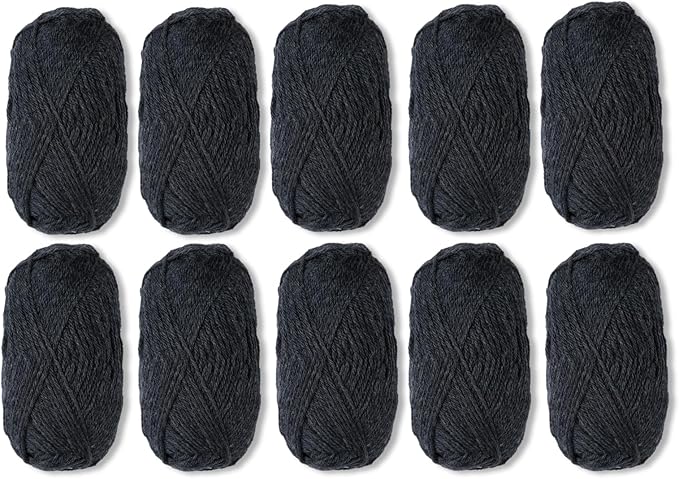 Knit Picks Wool of The Andes Gray Worsted Weight 100% Wool Yarn Multi Pack (10 Balls - Onyx Heather)