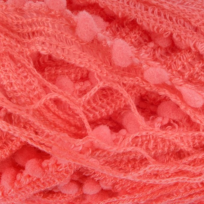 JubileeYarn Fishnet Pom Pom Yarn - 50g Mini Bonbons - Coral - 6 Skeins