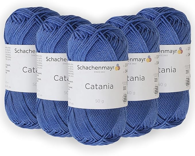 5 Skein/Pack Schachenmayr (SMC) Catania Originals Yarn, Each Ball 1.76 Oz (50gr) / 136 Yards (125 m), 100% Mercerized Cotton for Knitting and Crochet Yarn, Sport Weight, 261 - Regatta