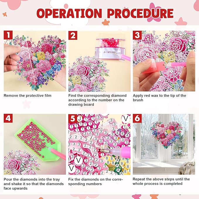 MAXBYE Hanging Diamond Art Kits for Adults Flowers, Special Crystal Double Sided Pendant DIY Diamond Art Painting Kits for Beginners Gift Wall Home Decoration
