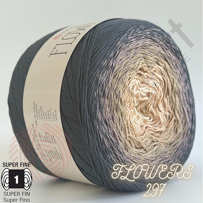 YarnArt Flowers – Gradient Cotton Acrylic Blend, 250g (8.8 oz), 1094 yds, Lightweight Sport Yarn for Crochet, Knitting, Shawls, Summer Projects (297)