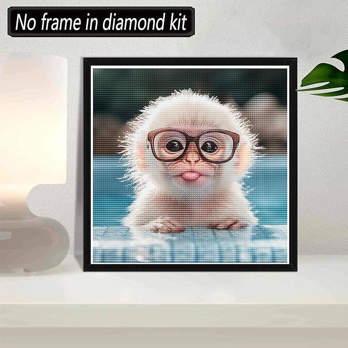 SKRYUIE 5D Diamond Painting Kits Monkey - DIY Diamond Art Kits for Adults Animal, Full Round Drill - Crystal Embroidery Cross Stitch - Craft for Wall & Office Decor - 12x12 Inch e4