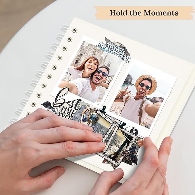 Polaroid Scrapbook Photo Album, 6.3"x6.3" DIY Scrapbook Album Hardcover Kraft Paper with 20 Sheets 40 Pages, Stylish Memory Book for Wedding, Anniervsary, Family, Travel, Cream
