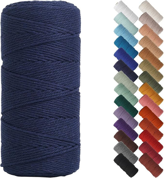 NOANTA Blue Macrame Cord 2mm x 220yards, Colored Macrame Rope, Cotton Rope Macrame Yarn, Colorful Cotton Craft Cord for Wall Hanging, Plant Hangers, Crafts, Knitting