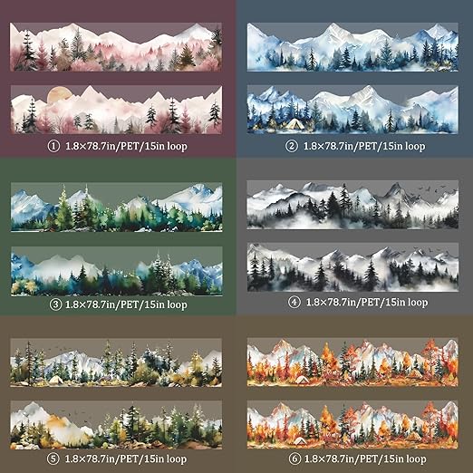 Landscape PET Tape Stickers for Scrapbook Supplies, 6 Rolls Transparent Nature Journal Stickers for Scrapbooking, Junk Journal Supplies, DIY Crafts (Forest Paths)