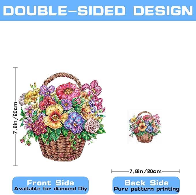 VAIIEYO Basket Diamond Art Hanging Ornament, Flower Diamond Painting Suncatchers Window Hanging Kit with Chain, 7.5x7.5 inch Crystal Pendant Art Craft for Gift Home Wall Front Door Decoration