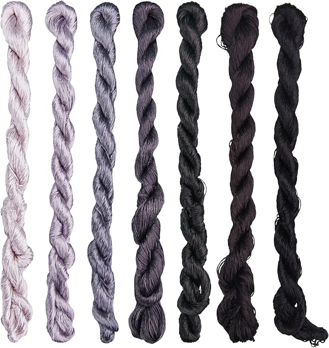 Natural 100% Silk Thread, Handmade Embroidery Thread Silk Floss 7 Colors 110m Each (14)