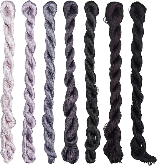 Natural 100% Silk Thread, Handmade Embroidery Thread Silk Floss 7 Colors 110m Each (14)