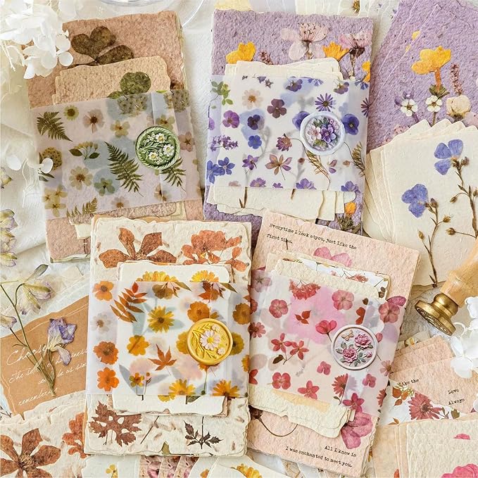 120Pcs Floral Vintage Scrapbook Supplies Kit Textured Paper Embossed Rice Paper for Crafts,Junk Journal Supplies Bullet Journaling,Decoupage Card Making,DIY Mixed Media Collage Card